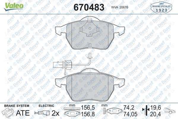 VALEO 670483 On Fren Balatasi  Volkswagen Passat (96>05/Audi A4 94>08/A6 97>11/100 90>/Skoda Superb 01>08